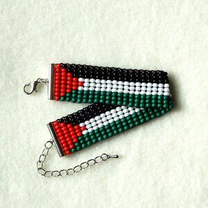 Palestine Palestinian flag bead bracelet, handmade, adjustable, 30% to charity